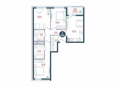 74 м², 3-комнатная квартира 19 700 000 ₽ - изображение 48