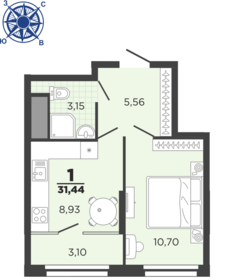 Квартира 31,4 м², 1-комнатная - изображение 1