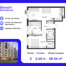 Квартира 58,6 м², 2-комнатная - изображение 2