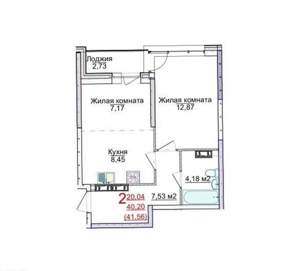 41,6 м², 2-комнатная квартира 4 313 462 ₽ - изображение 1