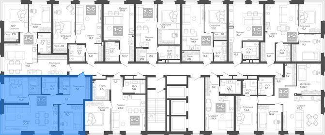 Квартира 81,3 м², 2-комнатная - изображение 3