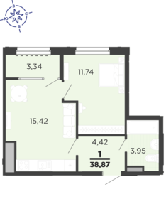 36,8 м², 1-комнатная квартира 4 736 560 ₽ - изображение 20