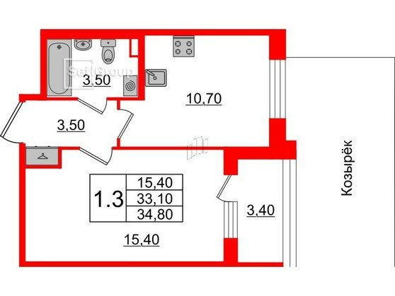 34,8 м², 1-комнатная квартира 9 150 000 ₽ - изображение 27