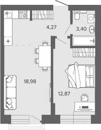 Квартира 39,5 м², 2-комнатная - изображение 1