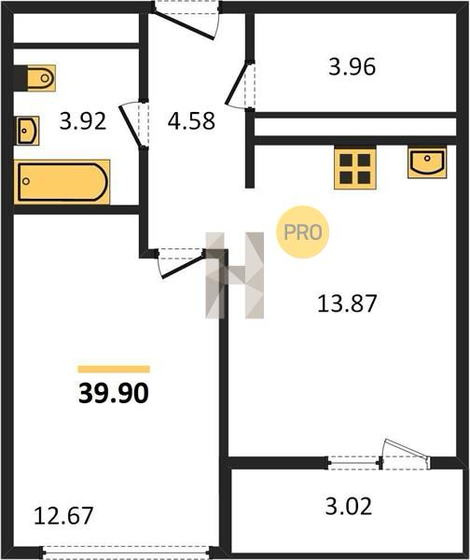 39,9 м², 1-комнатная квартира 7 250 000 ₽ - изображение 1