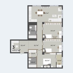 Квартира 115 м², 3-комнатная - изображение 1