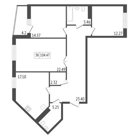 Квартира 105 м², 2-комнатная - изображение 1