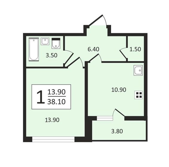 38,1 м², 1-комнатная квартира 8 500 000 ₽ - изображение 11