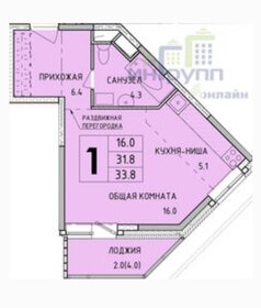 Квартира 34 м², 1-комнатная - изображение 1