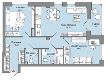 Квартира 65 м², 3-комнатная - изображение 1