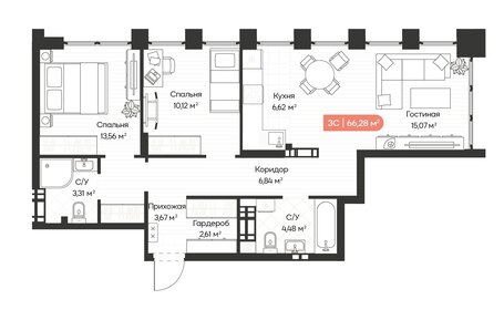 67,1 м², 3-комнатная квартира 8 210 000 ₽ - изображение 30