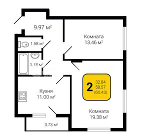 Квартира 60,4 м², 2-комнатная - изображение 1