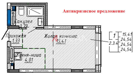 Квартира 25 м², студия - изображение 1