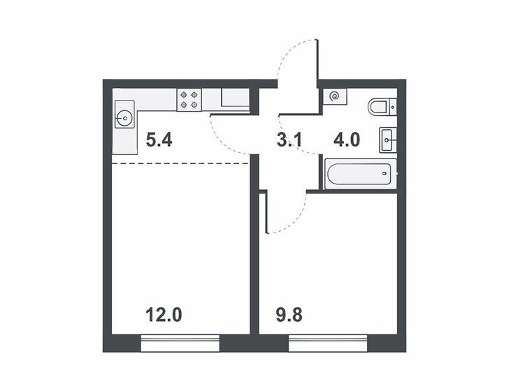 34,3 м², 2-комнатная квартира 3 258 500 ₽ - изображение 51