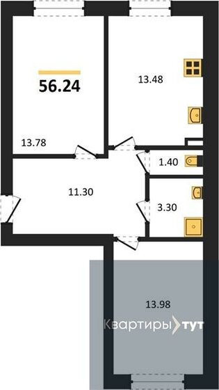 56,2 м², 2-комнатная квартира 4 499 200 ₽ - изображение 1