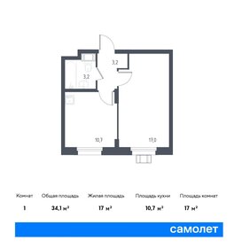 Квартира 34,1 м², 1-комнатные - изображение 1