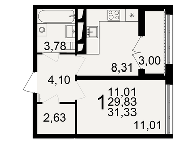 27,5 м², 1-комнатная квартира 3 400 000 ₽ - изображение 63