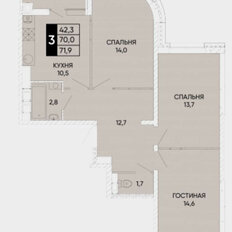 Квартира 72 м², 3-комнатная - изображение 3