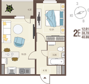 39 м², 2-комнатная квартира 4 600 000 ₽ - изображение 69