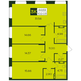 Квартира 102,9 м², 3-комнатная - изображение 1