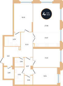 Квартира 134,4 м², 4-комнатная - изображение 1