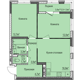 Квартира 56,7 м², 2-комнатная - изображение 1