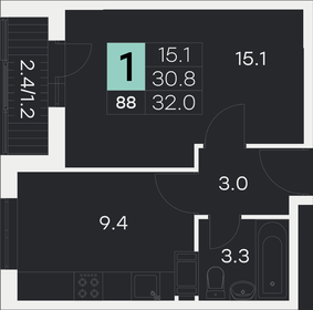 Квартира 32 м², 1-комнатная - изображение 1