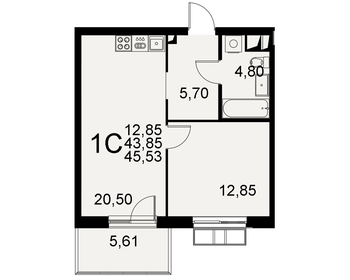 45,5 м², 1-комнатная квартира 7 955 500 ₽ - изображение 8
