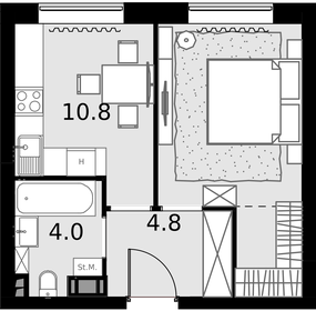 Квартира 33,9 м², 1-комнатные - изображение 1