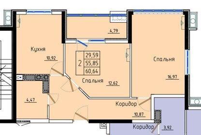 Квартира 60,6 м², 2-комнатная - изображение 1