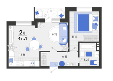 56,9 м², 3-комнатная квартира 4 850 000 ₽ - изображение 59