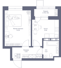 Квартира 35,8 м², 1-комнатная - изображение 1