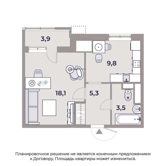 41,3 м², 1-комнатная квартира 17 094 400 ₽ - изображение 1