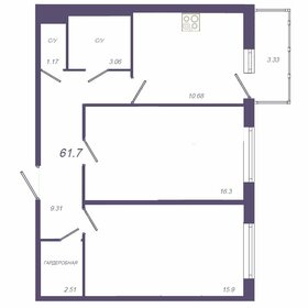 Квартира 61,7 м², 2-комнатная - изображение 1