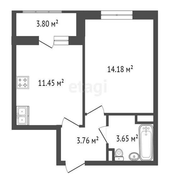 33 м², 1-комнатная квартира 12 850 000 ₽ - изображение 25