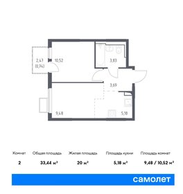 Квартира 33,4 м², 1-комнатная - изображение 1