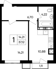 Квартира 37,1 м², 1-комнатная - изображение 1