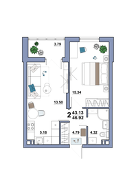47 м², 2-комнатная квартира 4 142 480 ₽ - изображение 10