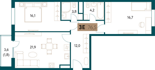 78 м², 3-комнатная квартира 45 800 000 ₽ - изображение 118