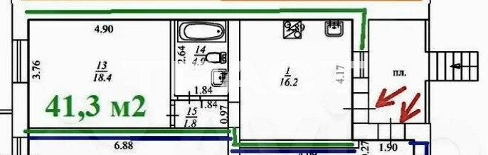 40,2 м², 2-комнатная квартира 7 990 000 ₽ - изображение 49