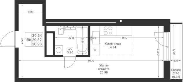 30,5 м², квартира-студия 8 215 260 ₽ - изображение 24