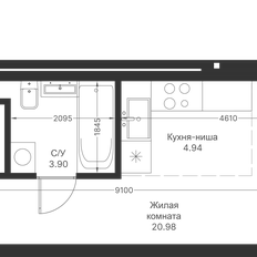 Квартира 30,5 м², студия - изображение 2