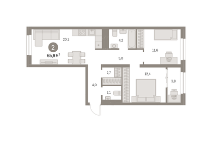 66,6 м², 2-комнатная квартира 12 090 000 ₽ - изображение 68