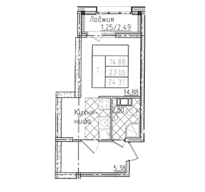 Квартира 24,3 м², студия - изображение 1