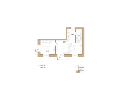 53 м², 2-комнатная квартира 5 700 000 ₽ - изображение 6