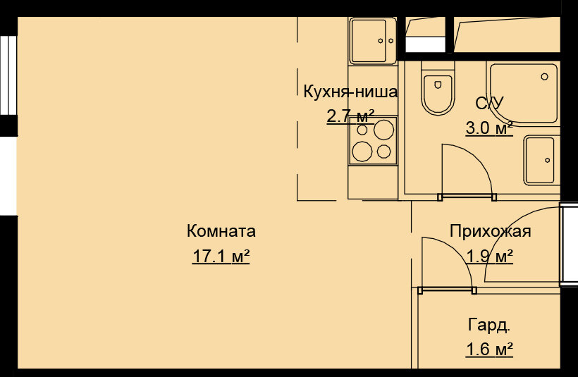 26,3 м², квартира-студия 7 388 783 ₽ - изображение 10