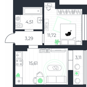 Квартира 36,7 м², 1-комнатная - изображение 1