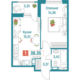 34 м², 1-комнатная квартира 8 500 000 ₽ - изображение 72