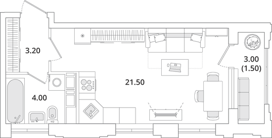 31,8 м², квартира-студия 7 000 000 ₽ - изображение 137
