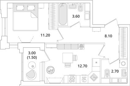 43 м², 1-комнатная квартира 7 899 000 ₽ - изображение 100